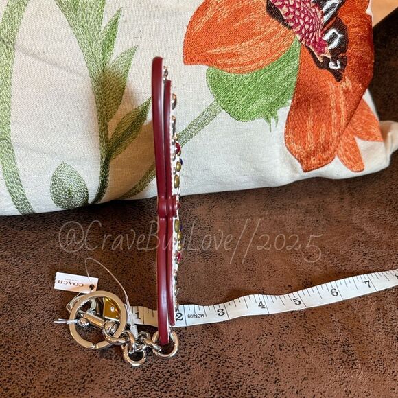 COACH BUTTERFLY BAG CHARM LARGE LEATHER WESTERN RIVETS STUDS KEY CHAIN NEW NWT - Picture 10 of 14